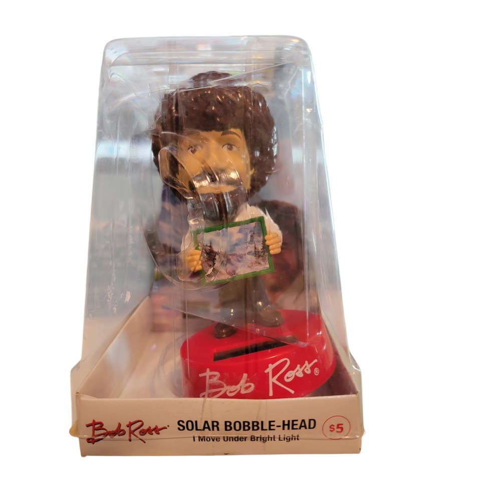 Bob Ross Solar Bobble Head Figure Move Under‎ Bright Light Decoration